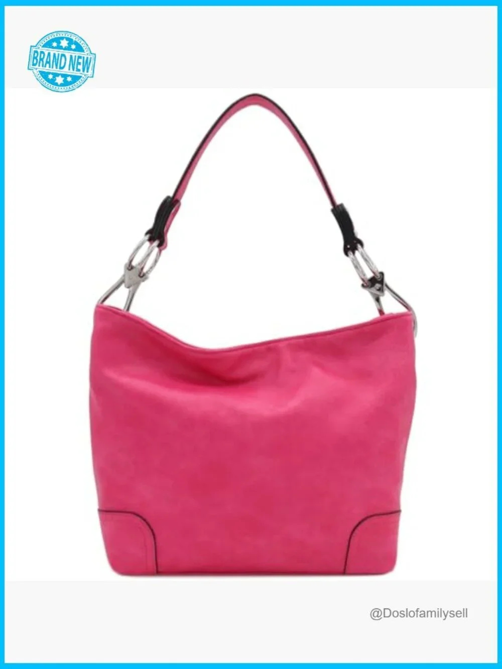 Faux Leather Hobo Shoulder Bag with Big Snap Hook Hardware